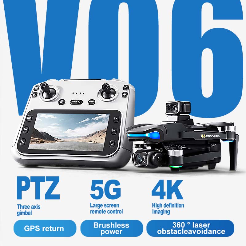 2026- V06 latest three-axis gimbal PTZ GPS drone！