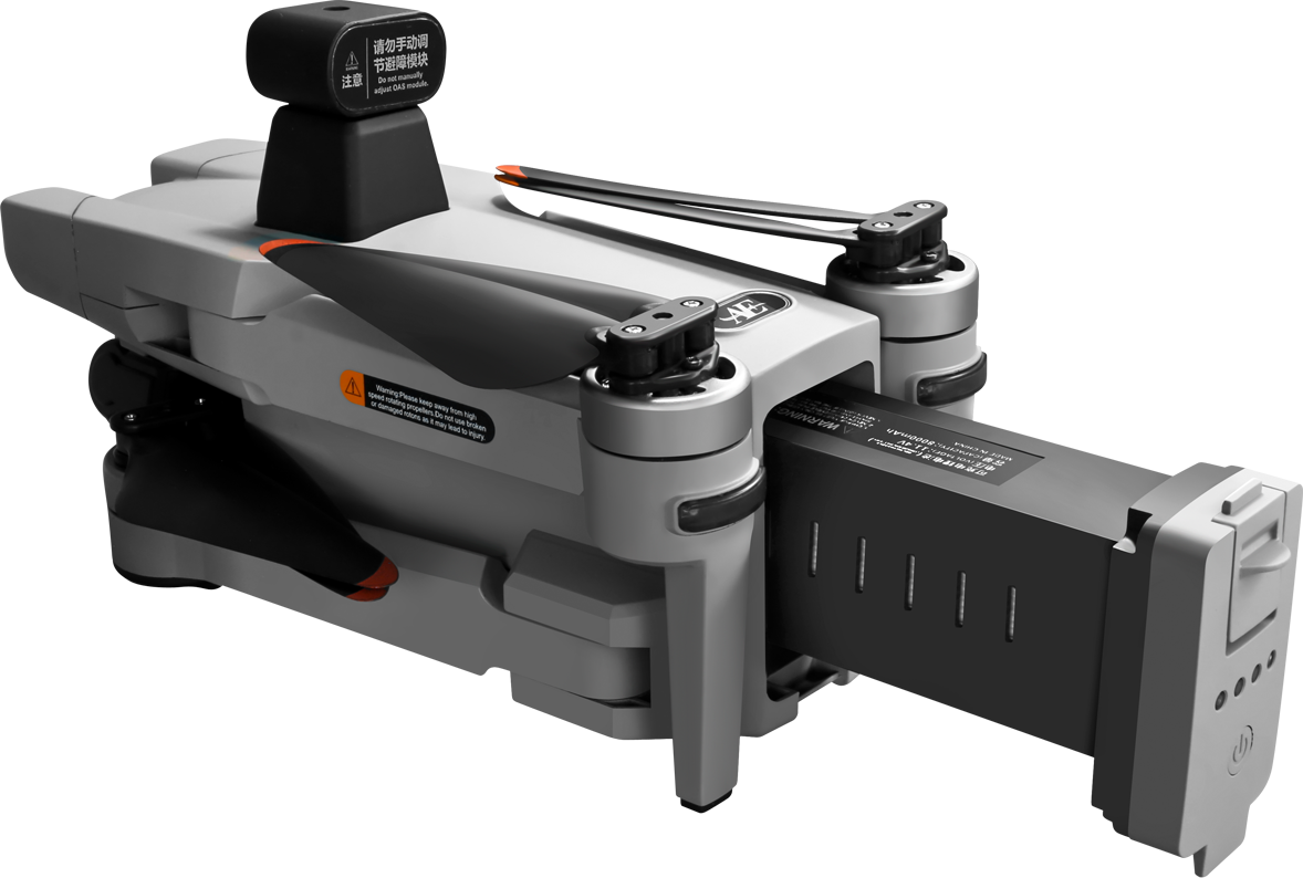 Close-up of the grey AE86 battery sliding out of the folded airframe